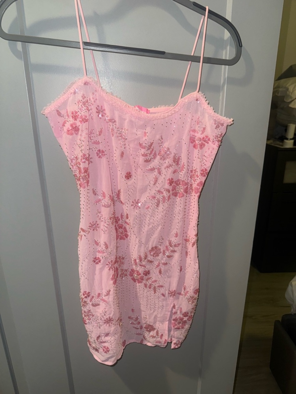 Edikted pink Floral Slip Dress with beading